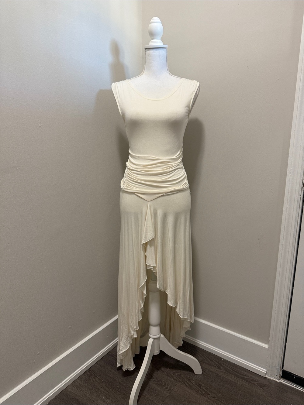 Guess by Marciano Cream High-Low Sleeveless Dress